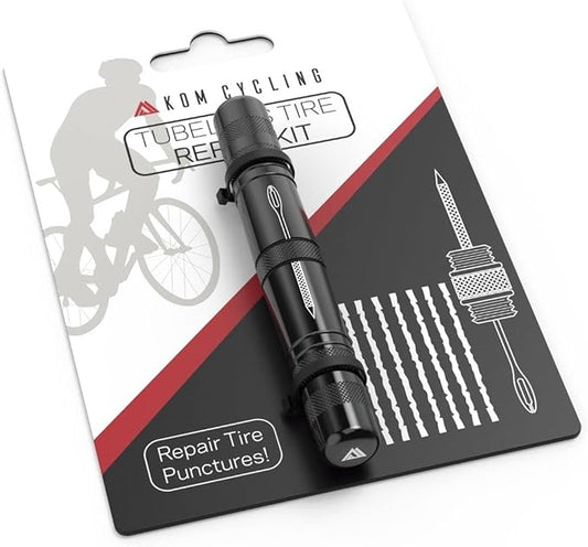 KOM Cycling Tubeless Tire Repair Kit for Bikes 8 Colors! Fixes Mountain Bike and Road Bicycle Tire Punctures