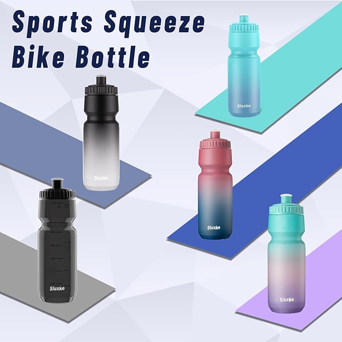 24oz Bike Water Bottle 2Pack, 720ml Sports Squeeze Bottle Lightweight, Durable Fits Most Bike Cycling Cages