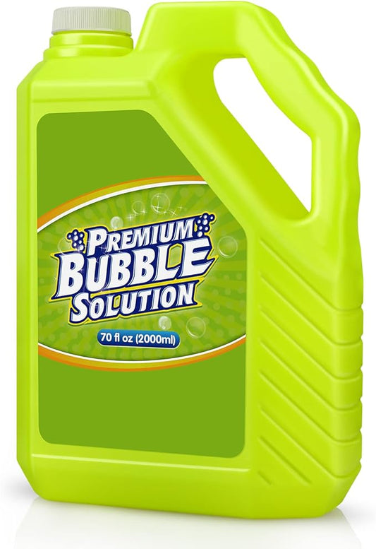 Bubble Solution Refill - 70 Ounce Premium Bubble Liquid Refills for Bubble Machine, Wand, Gun, Blower at Wedding and Party - Bubbles Toy for Kids Toddlers Boys Girls (with Portable Handle)
