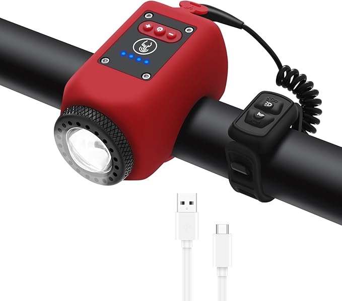 Bike Horn, Bicycle Horn with Large Range Floodlight, IPX5 Waterproof with USB Rechargeable Bike Electronic Horn