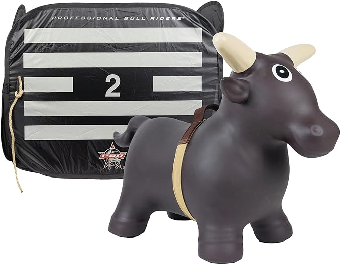 Big Country Toys Lil’ Bucker Bull & PBR Bucking Chute Kids Toys Set, Rodeo Ride On Toys for 18 Months to 3+ Years, Inflatable Bouncy Animals for Toddlers with Pump