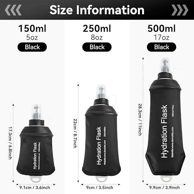 AXEN Soft Flask TPU Foldable Running Hydration Flask, Soft Collapsible Water Bottle for Hydration Pack Cycling Marathon Running Hiking