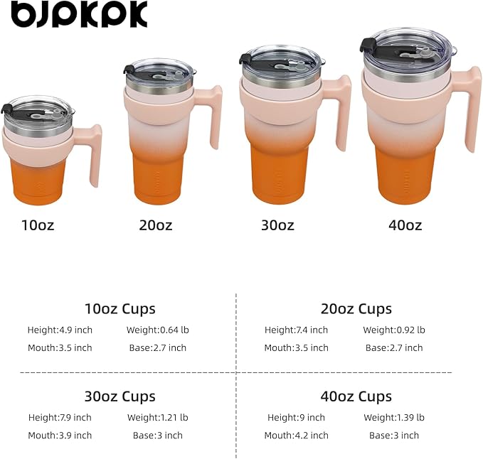 BJPKPK 30 oz Tumbler With Handle And Straw Stainless Steel Insulated Tumbler With Lid Reusable Metal Coffee Cups,Coral