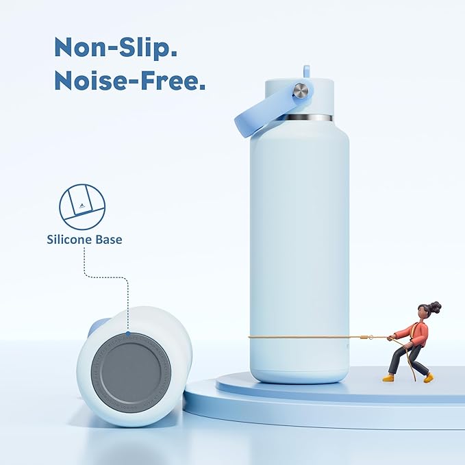 POWCAN 18 oz Insulated Water Bottle: Leakproof, Keep Cold 24H, BPA-Free, Top Handle, Stainless Steel Water Bottle with Straw for Travel, School, Outdoors, Camping, Sport, Gift for Kids (Sea Breeze)