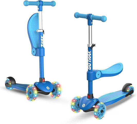 Gotrax KS3 Kids Kick Scooter, LED Lighted Wheels, Adjustable Height Handlebars and Removable Seat, Lean-to-Steer & Widen Anti-Slip Deck, 3 Wheel Scooter for Kids Ages 2-8 and up to 100 Lbs