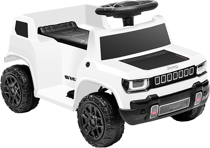 6V Licensed Jeep Recon Ride On Car for Toddlers, Electric Car with Music, Horn, Pedal, for Ages 18–30 Months, White