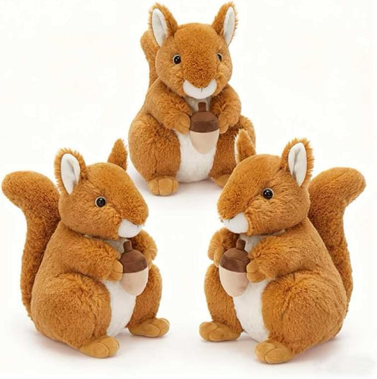 Tezituor 3Pcs Squrrile Stuffed Animal 14“, Cute Squirrel Plush Toy with Holding Mini Acorn, Plushie Gift for Kids