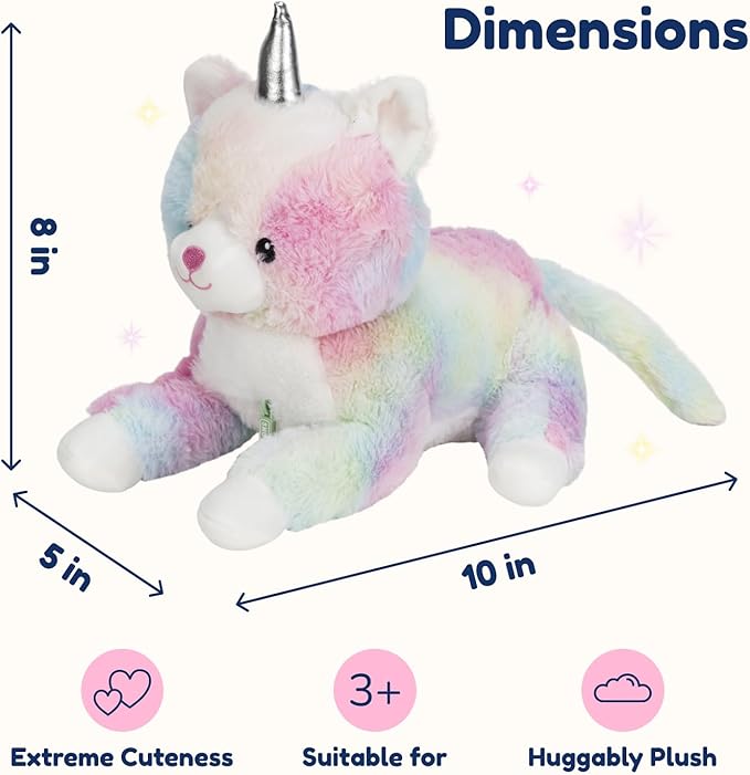 PixieCrush Unicorn Cat Plushie - Mommy Cat Unicorn with 4 Baby Kittens - Magical Pillow Plushies for Girls Ages 3-8 - Big Stuffed Animals - Ideal Gift for Girls 5 x 10 x 8 inches