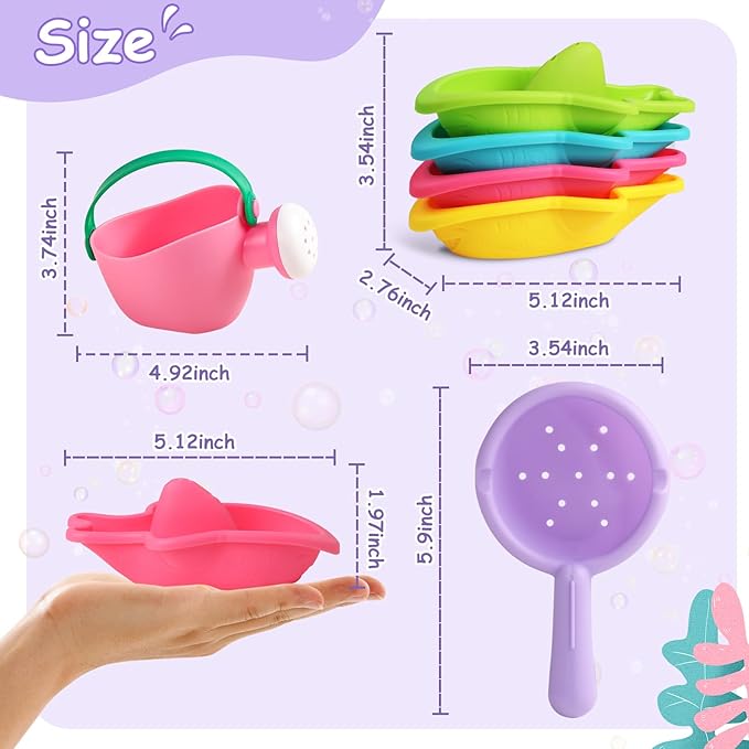 Baby Bath Toys for Kids Ages 1-3 6 PCS Toddler Bath Toys Mold Free for 12+ Months Bathtub Beach Sand Pool Water Table Toys for 1 2 3 4 5 6 Years Old Girls Boys