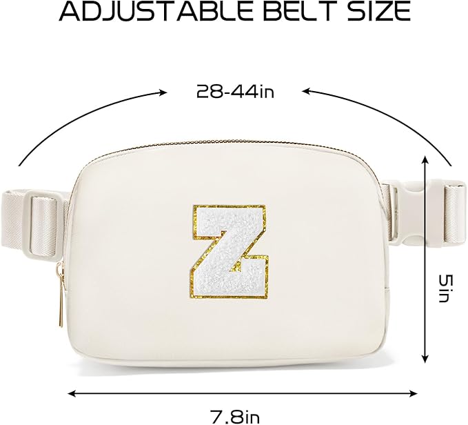 Gitus Birthday Gifts for 8 9 10 11 12 13 Year Old Girls Personalized Fanny Pack Crossbody Bags with Initial Letter Patch Belt Bag for Teen Girls Cute Trendy Stuff Travel Essentials (Ivory-Z)