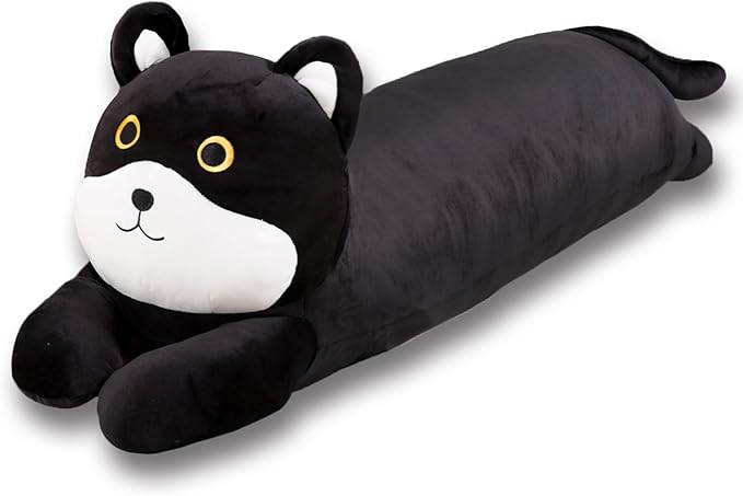 40'' Jumbo Cat Stuffed Animal, Giant Black Cat Long Body Pillow Plush Toy, Big Plushie Cute Kitty Gift for Kids Boys Girls, Birthday, Halloween, Christmas