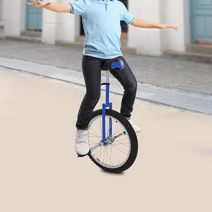 20 Inch Unicycle for Balance Training Outdoor Fitness with Adjustable Seat and Anti-Skid Tread