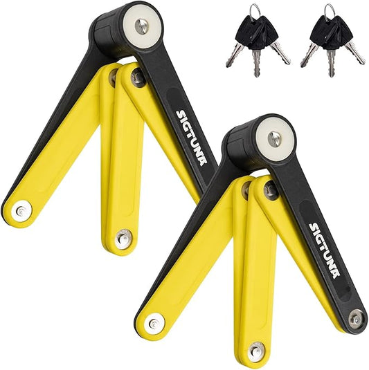 SIGTUNA Folding Bike Lock - Hardened Steel 8mm Fold-Up Heavy Duty Bike Lock with Easy Mounting, Secure Lock and Anti-Scratch Coating - Easily Keep Bike Secure and Paintwork Undamaged - Bicycle Lock