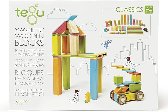 42 Piece Tegu Magnetic Wooden Block Set, Tints, 1-99 years old