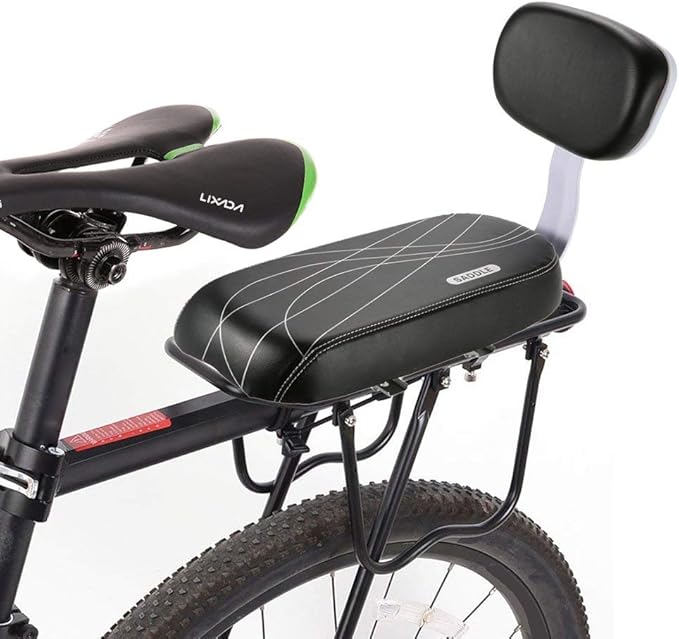 Lixada Bicycle Back Seat Cycling Bike Mountain Bike PU Leather Soft Cushion Rear Rack Seat with Back Rest