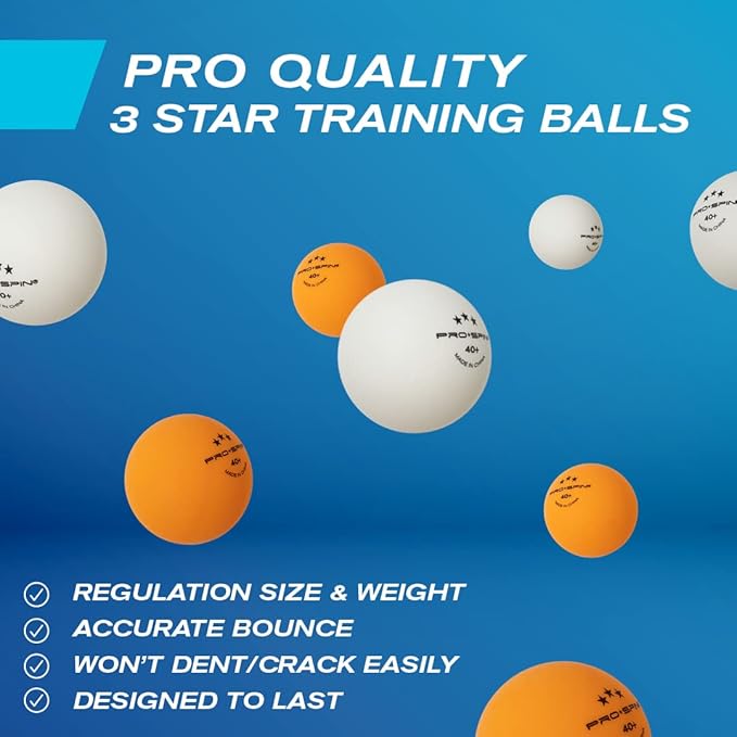 PRO-SPIN Portable Ping Pong Set with Retractable Ping Pong Net for Any Table, All-in-One Table Tennis Set with Ping Pong Paddles, Balls & Case, Table Top Family Game