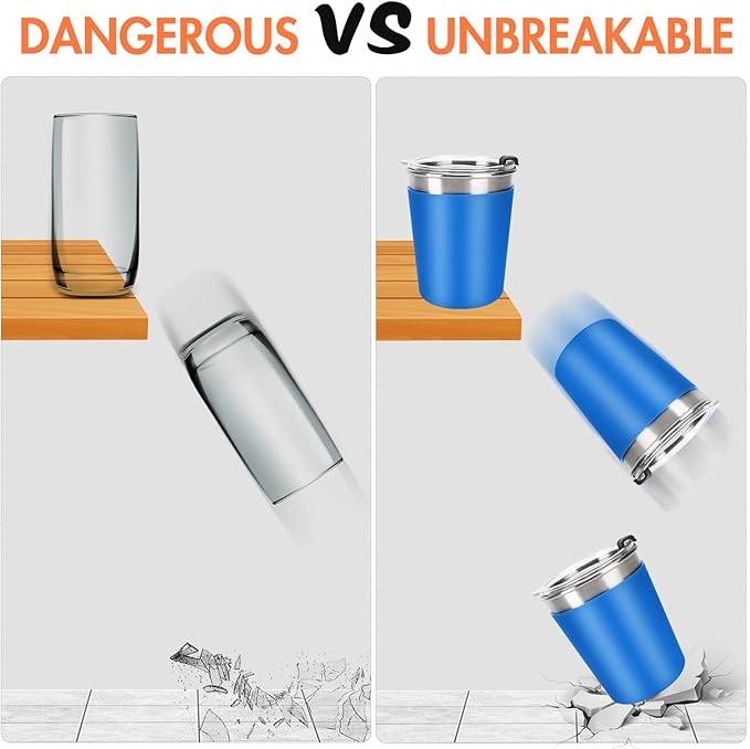 Kids Cups with Straws and Lids Leak Proof, 12oz Sippy Cups for Toddlers 1-3 No Spill, 6 Pack Spill Proof Cup Stainless Steel Kids Cup with Lids for School, Outdoor