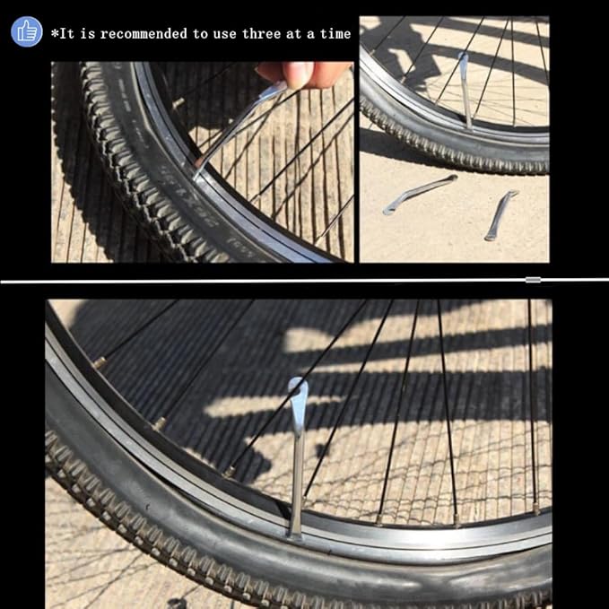 Bike Tire Levers, 4 PCS Bike Tire Removal Tool, Fits Most Bicycle Tires, No Damage to Tires (Silver)