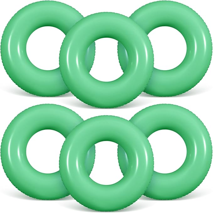6 Pcs Inflatable Pool Floats 24 Inches Swim Tube Bulk Swimming Ring Pool Floaties for Beach Party Decorations Women and Men River Lake Summer Vacation Holiday (Turquoise)