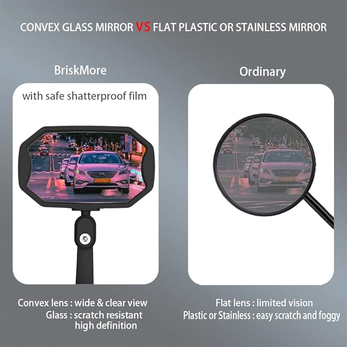 Bar End Bike Mirrors, High–Definition Convex Glass Lens for E-Bike Handlebars, Scratch Resistant, Safe Rearview 1 Pair Bicycle Mirror(Right And Left Side)