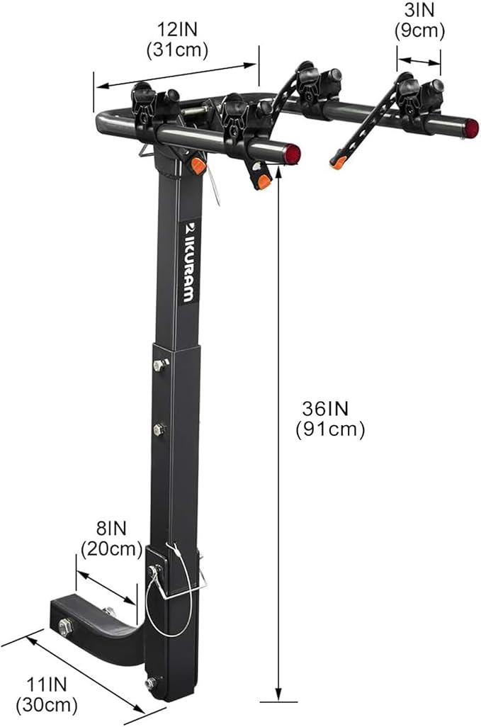 2 Bike Rack Bicycle Carrier Racks Hitch Mount Double Foldable Rack for Cars Truck SUV Fits 2" Receiver, Tie Down Strap, Anti-Rattle Hitch Tightener & Locking Hitch Pin