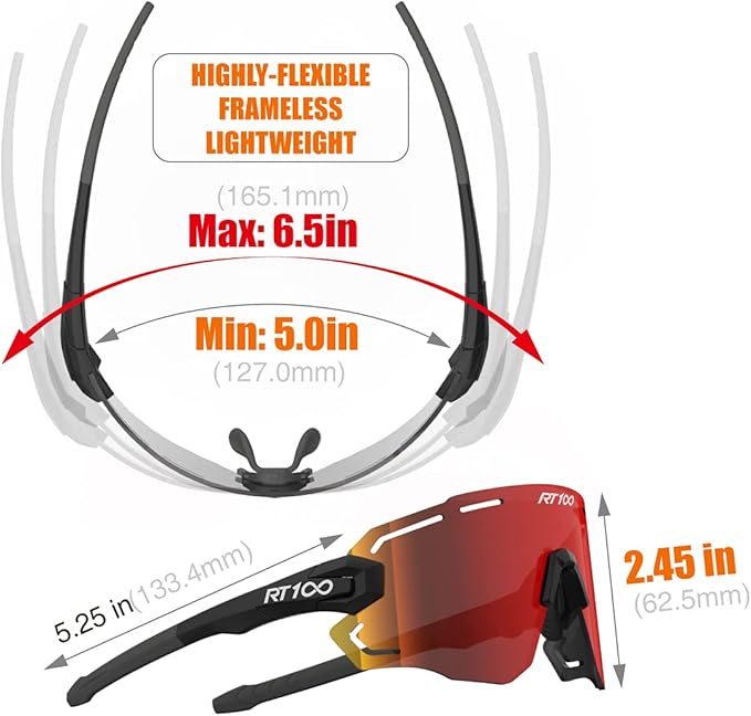 RIDE YOUR WAY Professional wrap around Frameless Cycling Sunglasses for Men and Women