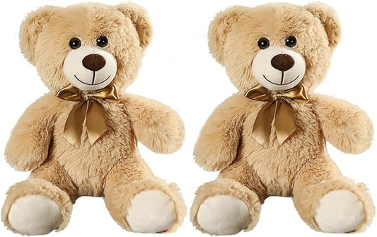 Plush Teddy Bear Stuffed Animal Bear Gift for Kids and Girls, Party Home Decoration 13.8 Inches(Khaki+Khaki)