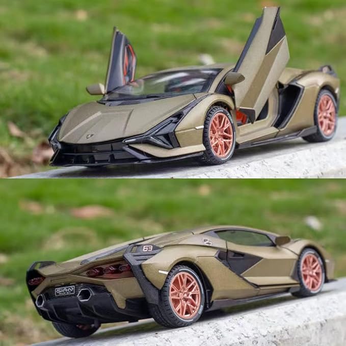 SASBSC Lamb Toy Cars Sian Diecast Metal Model Car with Light and Sound Fkp3 Pull Back Car Toys for 3+ Year Old Boys (Green-1 24)