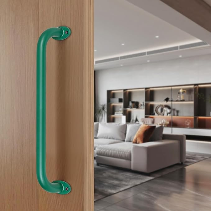 SELEWARE 6-Pack 17-Inch Green Metal Playground Safety Handles – Heavy-Duty, Non-Slip Grab Bars for Indoor/Outdoor Kids’ Playsets, Swing Sets, Playhouses, Treehouses, Jungle Gyms & Climbing Frames