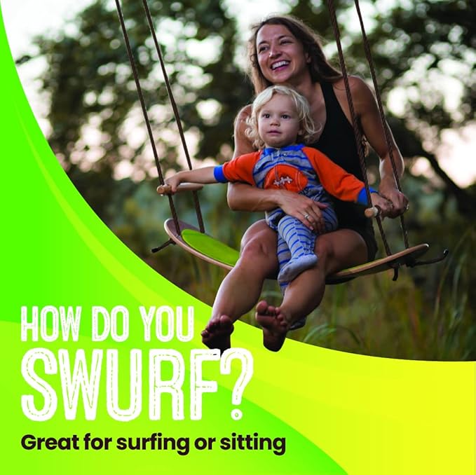 Swurfer TreeSkate Skateboard Swing, Outdoor Stand Up Surf Swing, Holds Up to 200 lbs, Ages 6 and Up, Adjustable Handles, Grip Tape, Kids Outdoor Play Equipment for Children and Adults (Waves)