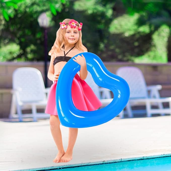 ZHUYNXIR Heart Swimming Pool Float Loungers Tube, Water Fun Beach Party Toys for Kids，Birthday Scene Layout Props.