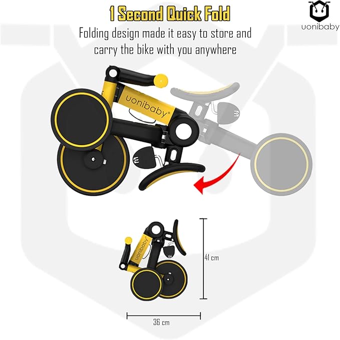 4 in 1 Kids Tricycle with Parent Push Handle | Toddler Tricycle Kids Bike Children Balance Bike | Lightweight & Portable Push Bike with Removable Pedals | Foldable Trike with Adjustable Seat Design