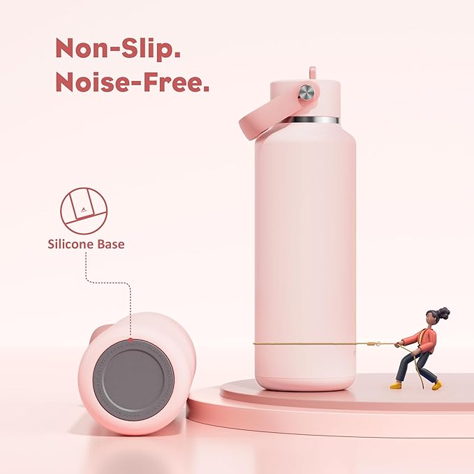 POWCAN 18 oz Water Bottle Insulated: Leakproof, Cold for 24H, CupHodler Friendly, Lid with Straw and Handle, Lightweight, Stainless Steel Water Bottle Kids for Camping, Gift for Girls (Cotton Candy)