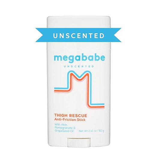 Megababe Thigh Rescue Anti-Chafe Stick | Prevents Skin Chafe & Irritation | Thighs, arms, bra-lines & more | 2.12oz - Unscented Summer Vacation Essentials