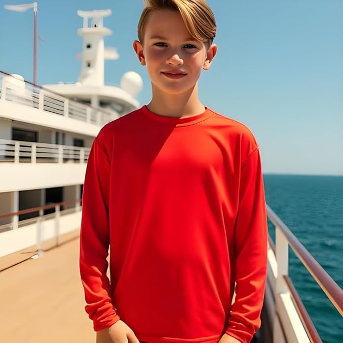 INGEAR Boys' Rash Guard UPF 50+ Swim Shirt - Lightweight, Quick-Dry, Durable Sun Protection for Swimming, Sizes XS-XL