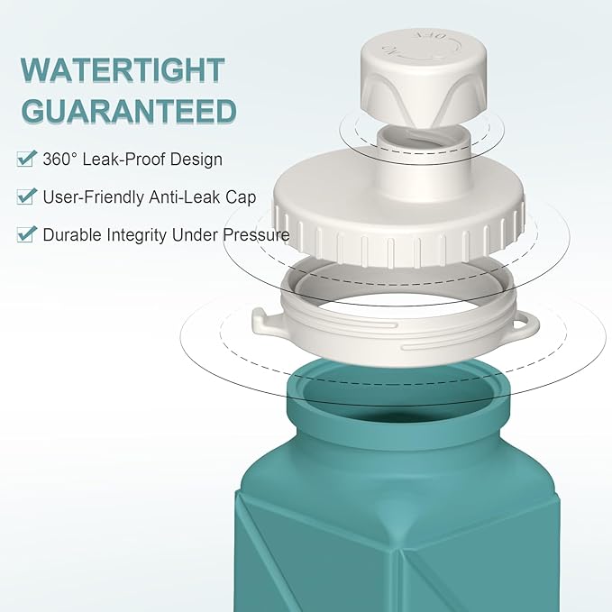 Collapsible Water Bottles 20.6oz, Silicone Foldable Portable Travel Water Bottle, Lightweight Reusable Leakproof for Traveling Camping Hiking Cycling Yoga Sports Outdoor, 1 Pack (Blue)