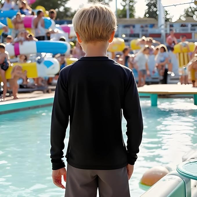 INGEAR Boys' Rash Guard UPF 50+ Swim Shirt - Lightweight, Quick-Dry, Durable Sun Protection for Swimming, Sizes XS-XL