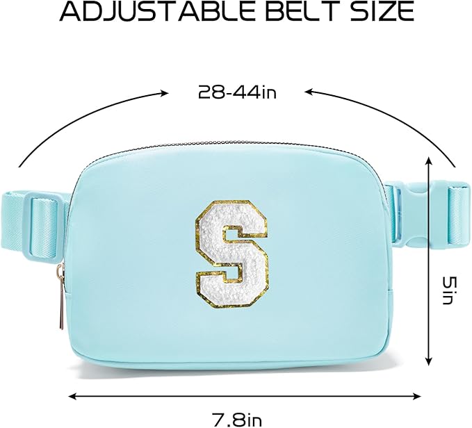 Gitus Birthday Gifts for 8 9 10 11 12 13 Year Old Girls Personalized Fanny Pack Crossbody Bags with Initial Letter Patch Belt Bag for Teen Girls Cute Trendy Stuff Travel Essentials (Icingblue-S)