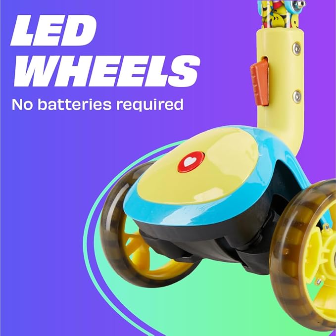 SKIDEE Kick Scooters for Kids Ages 3-5, Adjustable Height Foldable Scooter with Removable Seat, 3 LED Light Wheels, Rear Brake, Wide Standing Board, Suitable Up to 12 Year Old Boys/Girls