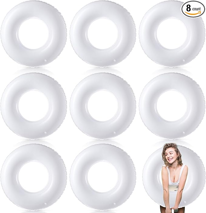 8 Pcs Large Inflatable Pool Float 36 Inches Swimming Ring Pool Floats Adult Inflatable Tube for Summer Vacation Beach River Bachelorette Wedding Party Supplies