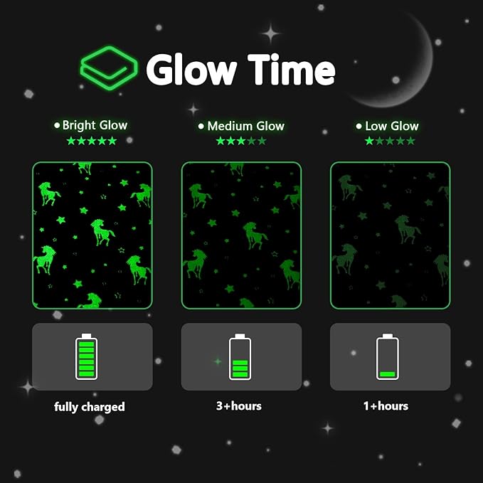 QSTEHEML Unicorn Glow in The Dark Blanket,Unicorn Gifts Toys for Kids Girl Age 3-12 Years Old,Birthday Gifts for Toddler, Teen,Christmas Birthday Bedroom Decor 50"×60"