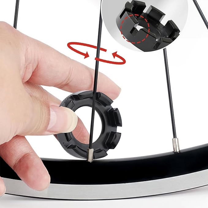 Bike Spoke Adjustment Wrench Bicycle Rim Truing Tool Set,6 Sizes 8 way Wrench Tool,6 in 1 Bike Wheel Spoke Tool for Truing and Repairing Cycling Wheels