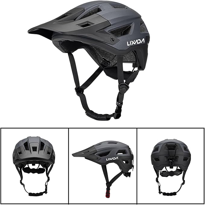 Lixada Adult Bike Helmet Mountain Helmet Road Bike Helmet Adjustable Dial Removable Visor Ventilation Cycling Helmet for Men Women 55-61cm
