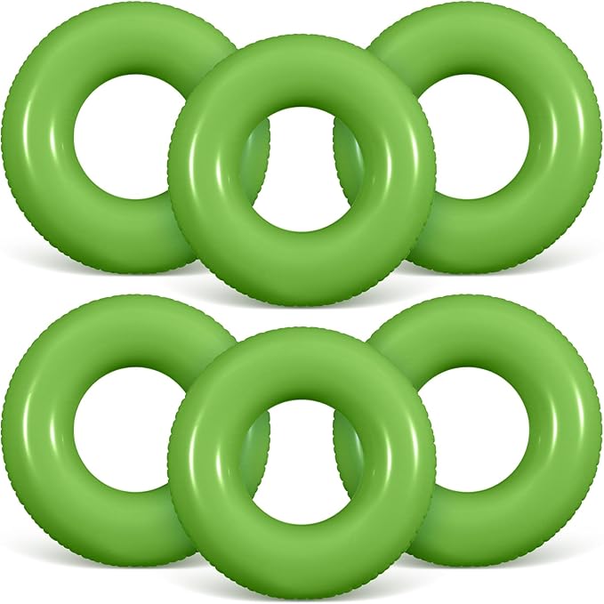 6 Pcs Inflatable Pool Floats 24 Inches Swim Tube Bulk Swimming Ring Pool Floaties for Beach Party Decorations Women and Men River Lake Summer Vacation Holiday(Light Green)