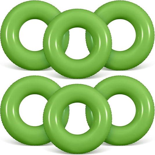 6 Pcs Inflatable Pool Floats 24 Inches Swim Tube Bulk Swimming Ring Pool Floaties for Beach Party Decorations Women and Men River Lake Summer Vacation Holiday(Light Green)
