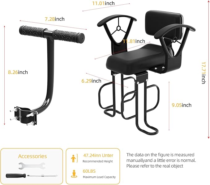 Rear Child Bike Seat,Rear Mounted Child Bike Seats,Back Mount Child Seat with Back Rest Armrest Foot Pedals,Width Adjustable Bicycle Rear Seat,Fits All Bicycle Rear Frames