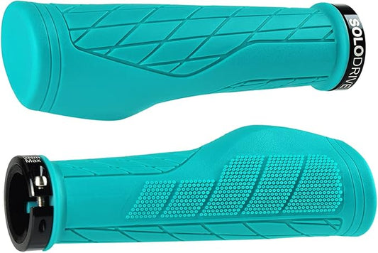 SOLODRIVE Ergonomic Design Mountain Bike Grips, Comfortable Bicycle Handlebar Grips, Single Lock-on and Non-Slip MTB Handle, Fit MTB, E-Bike, Hybrid, Scooter