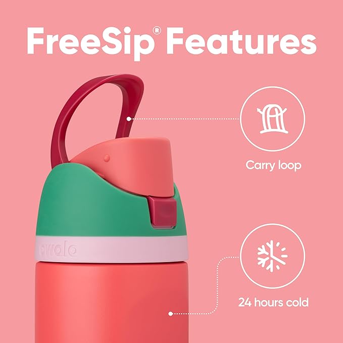 Owala FreeSip Insulated Stainless Steel Water Bottle with Straw for Sports, Travel, and School BPA-Free Sports Water Bottle, 32 oz, Strawberry Field