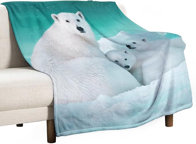 Polar Bear Blanket Polar Bear Gifts for Girls Women Polar Bear Throw Blanket for Kids Adults Soft Warm Cozy Fleece Blanket for Couch Sofa Bed 50"x60"