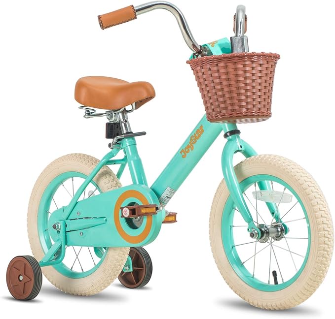 JOYSTAR Vintage Kids Bike with Training Wheels & Basket, 12 14 16 Inch Girls Bike for 2-7 Years Old, Children Bicycles, Multiple Colors